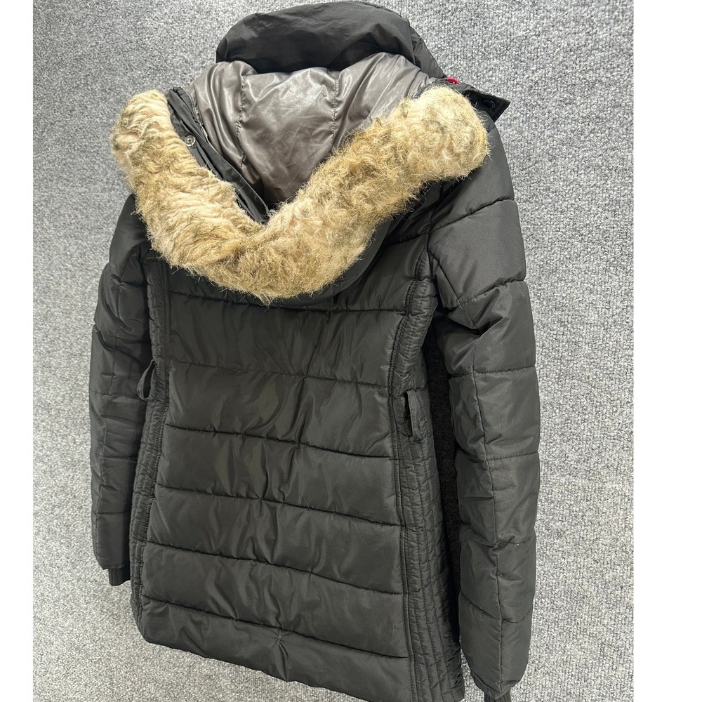 American Eagle  90's Womens Long Black Puffer Parka Faux Fur Hood Jacket XS
